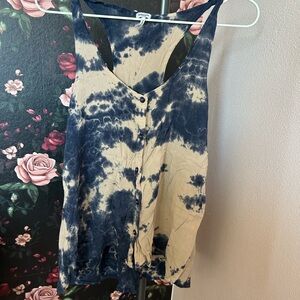 Splendid Blue and Cream Tie Front Tank Top